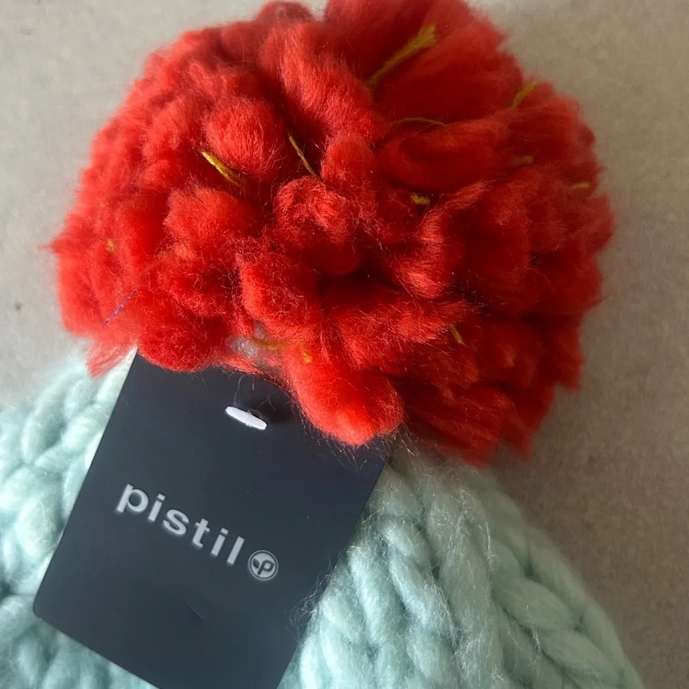 Pistil Warm Chunky Knit Beanie w Pom Pom Mint/Menthe Color NWT OS Taille Unique
